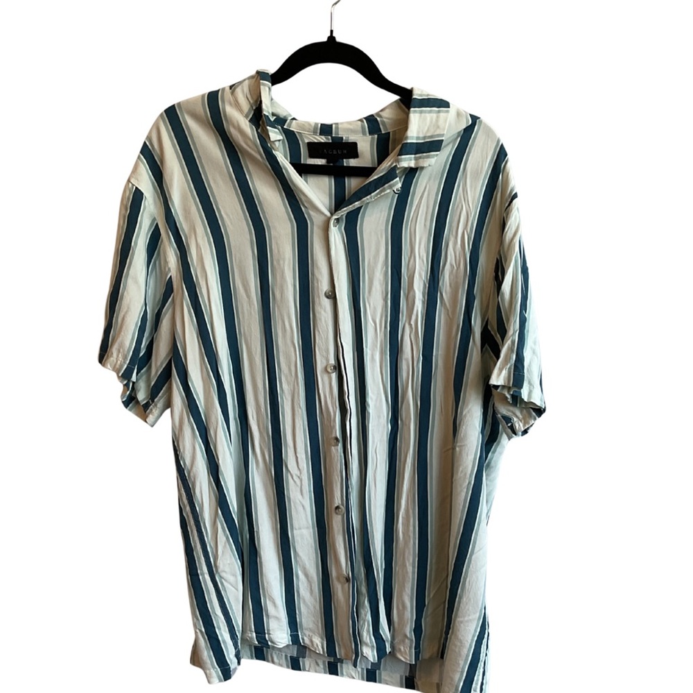 PacSun Blue Green and White Casual Button Down Shirt